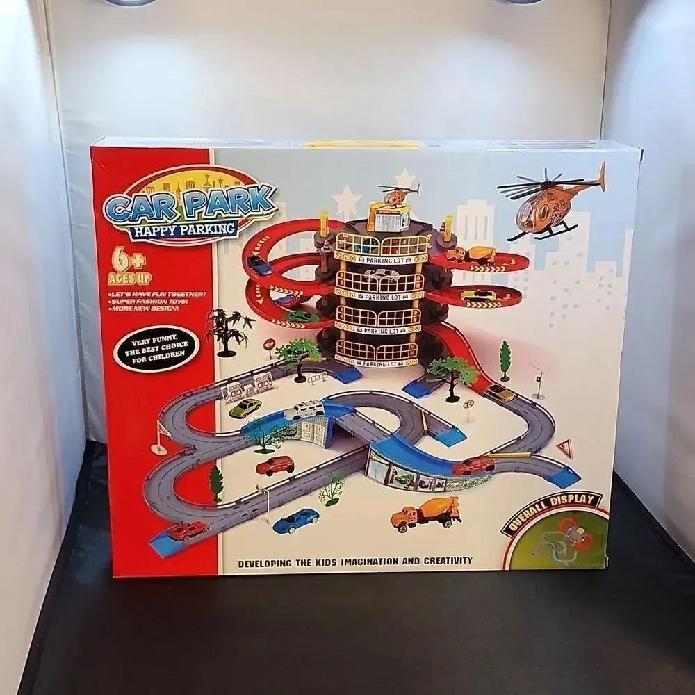 BRAND NEW CAR PARK TOY SET CAR VEHICLE BUILDING PARKING LOT RACE TRACKS K… S2